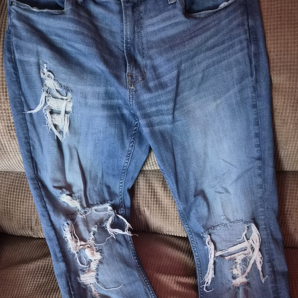 Distressed Blue Jeans